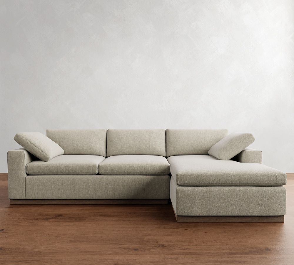 Dream Wide Arm Wood Base Chaise Sectional (120&quot;&ndash;130&quot;)