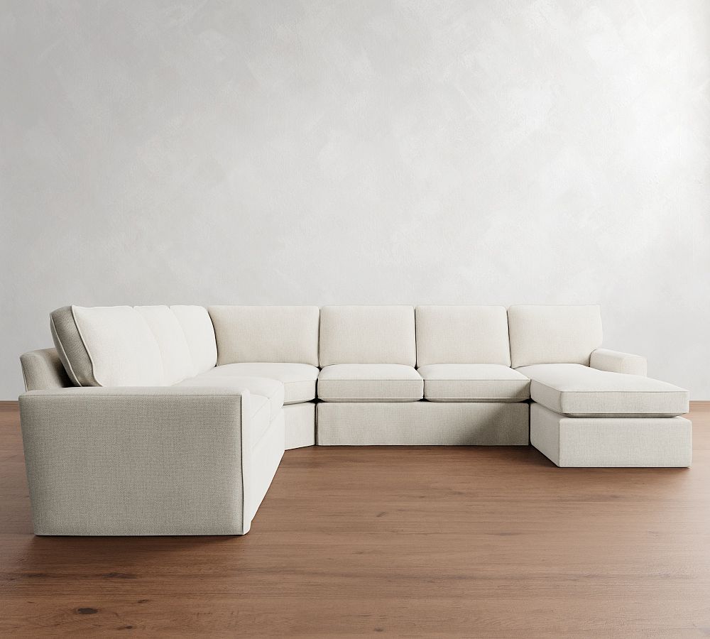 Pearce Square Arm Slipcovered L-Shaped Wedge Chaise Sectional (142&quot;)