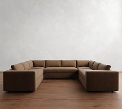 Carmel Wide Arm Leather U-Shaped Sectional (146&quot;)