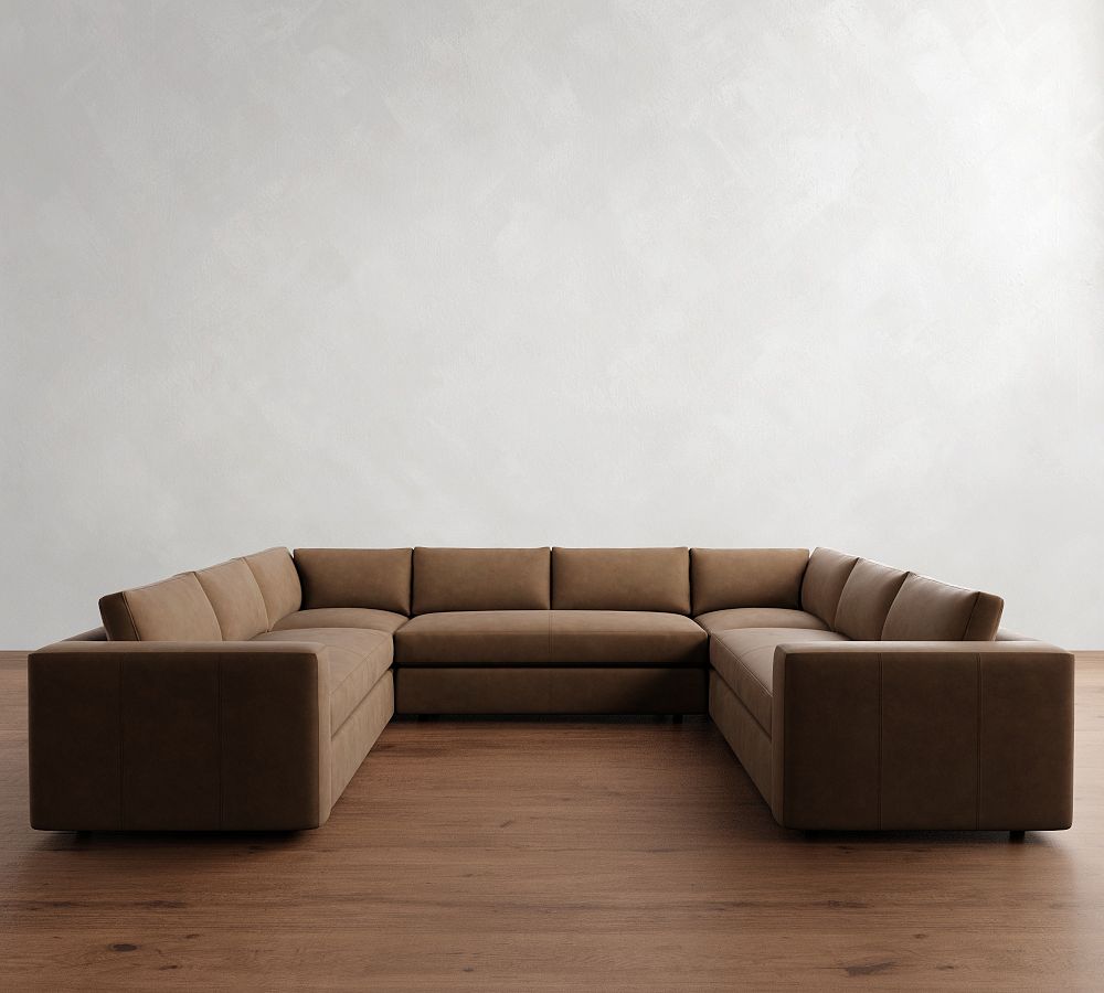Carmel Wide Arm Leather U-Shaped Sectional (146&quot;)