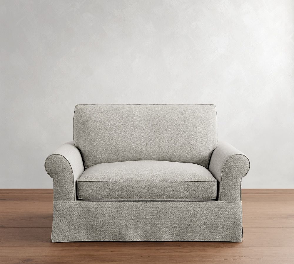 PB Comfort Roll Arm Slipcovered Twin Sleeper Sofa with Memory Foam Mattress (64&quot;)