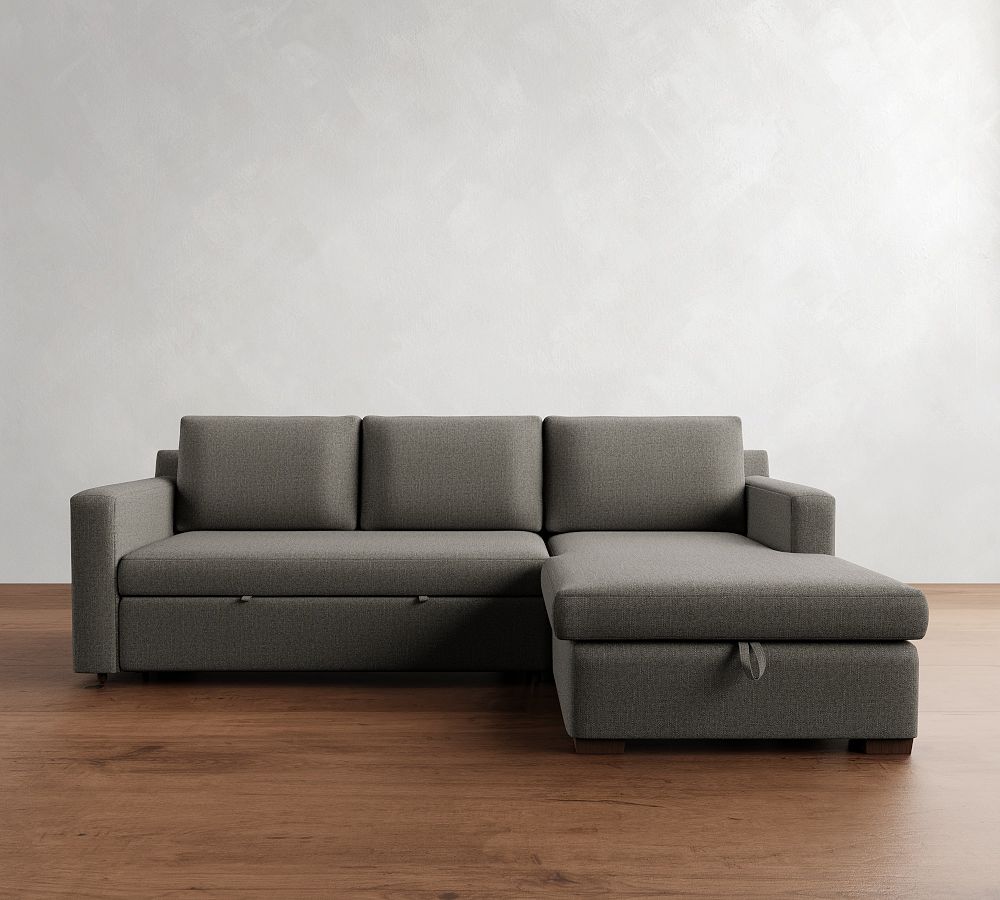 Shasta Square Arm Trundle Chaise Sleeper Sectional - Storage Available (101&quot;)