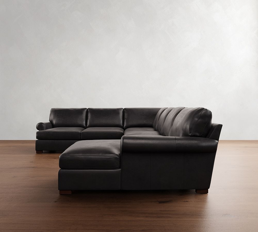 Townsend Roll Arm Leather L-Shaped Chaise Sectional (143&quot;)