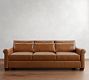 York Roll Arm Deep Seat Leather Sofa (63&quot;&ndash;98&quot;)