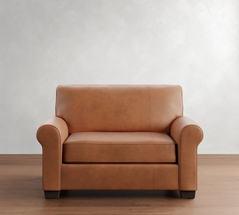 Buchanan Roll Arm Leather Twin Sleeper Sofa Pottery Barn