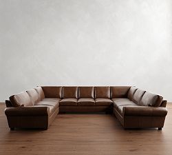 Turner Roll Arm Leather U-Shaped Sectional (148&quot;&ndash;161&quot;)