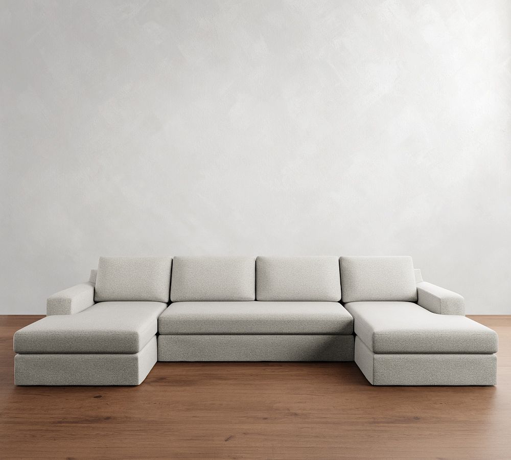 Big Sur Square Arm Slipcovered Double Chaise Sectional (146&quot;&ndash;198&quot;)