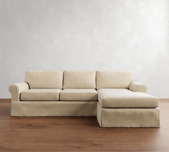 Buchanan Roll Arm Slipcovered Chaise Sectional (94"–110")