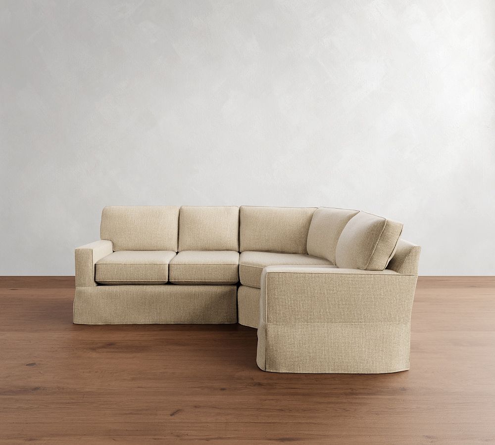 Buchanan Square Arm Slipcovered 3-Piece Wedge Sectional (98&quot;)