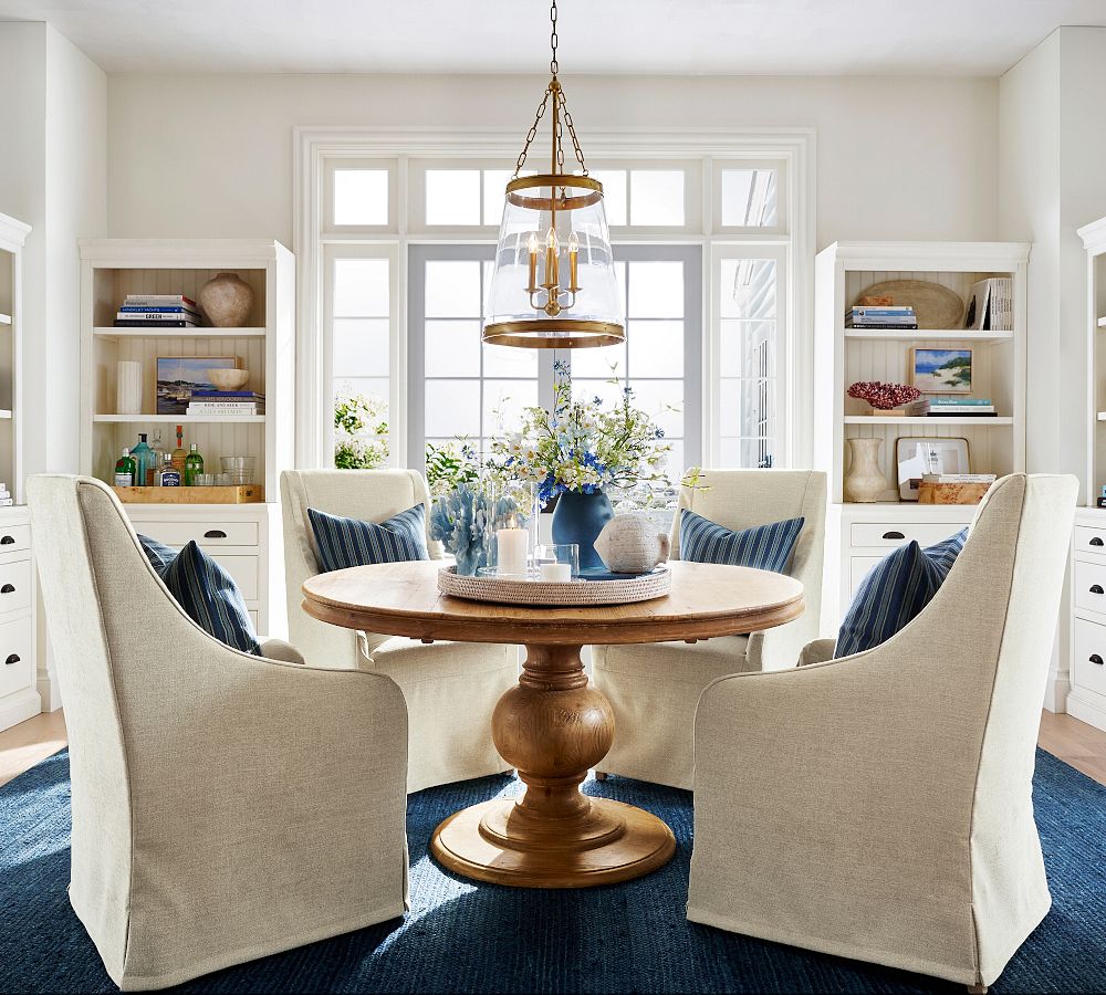 Heritage Farmhouse Pedestal Extending Dining Table (56&quot;-76&quot;)