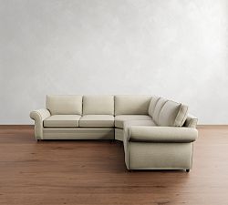 Pearce Roll Arm 3-Piece L-Shaped Wedge Sleeper Sectional (122&quot;)
