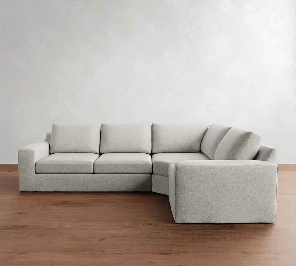 Big Sur Square Arm Slipcovered 3-Piece Wedge Sectional (123&quot;)