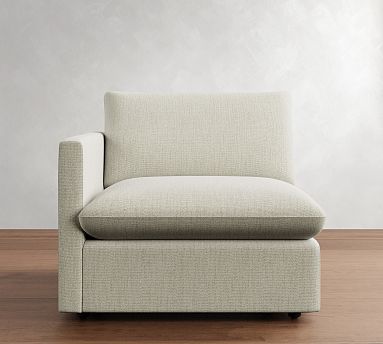Union Upholstered Right Chaise Knife Edge Polyester Wrapped Cushions Rustic Linen Parchment Pottery Barn