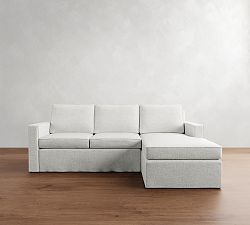 Cameron Square Arm Slipcovered Chaise Sectional (99&quot;)