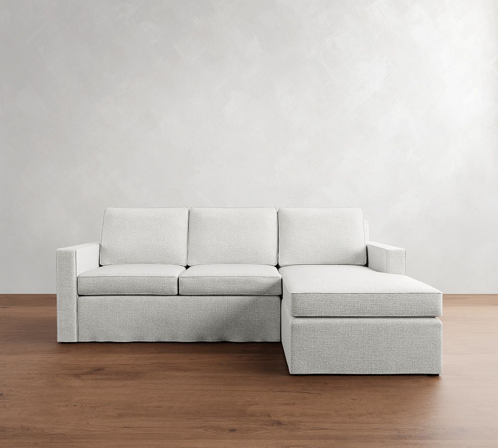 Cameron Square Arm Slipcovered Chaise Sectional (99&quot;)