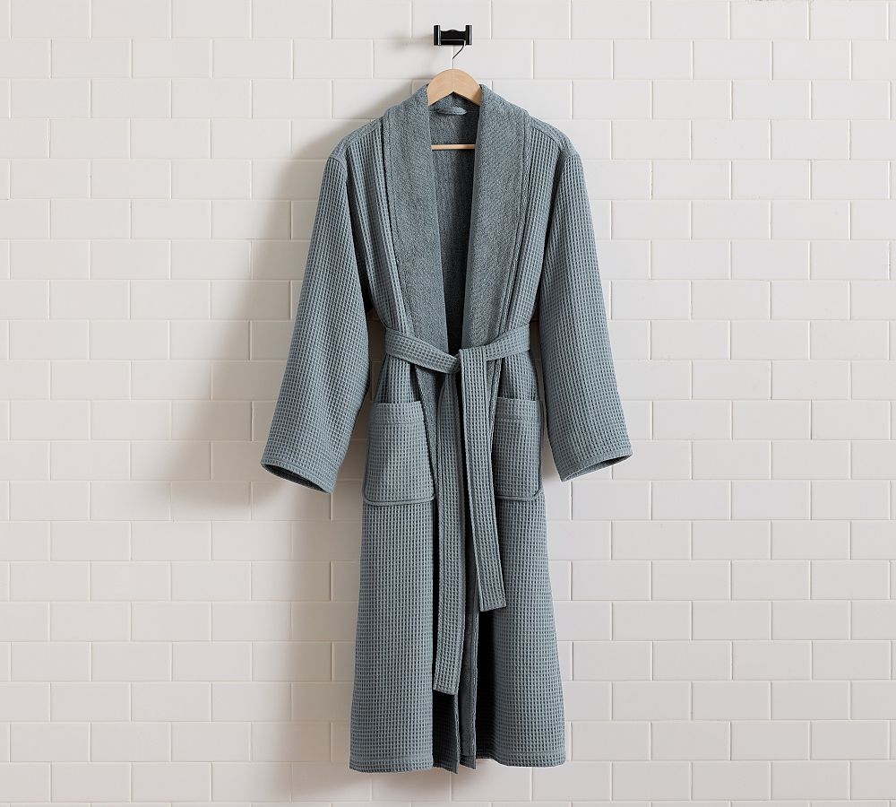 Waffle Weave Resort Robe, Steel Blue, Size S
