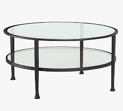 Tanner Round Coffee Table, Blackened Bronze, 36"L