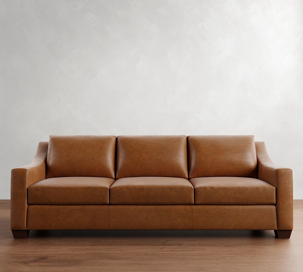 Open Box: York Slope Arm Leather Sofa (60&quot;&ndash;95&quot;)