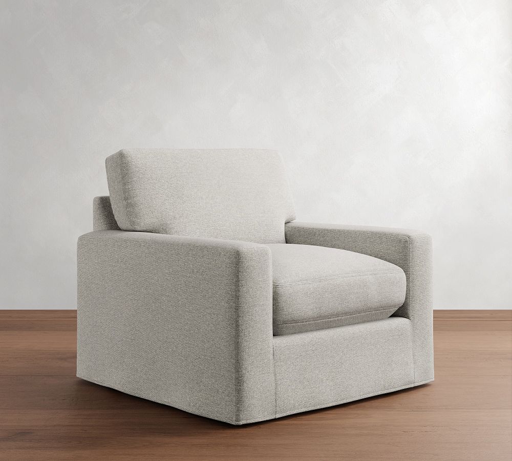 PB Comfort Modern Square Arm Slipcovered Chair