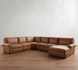 Big Sur Roll Arm Leather Power Reclining 6-Piece Chaise Sectional (154&quot;-166&quot;)