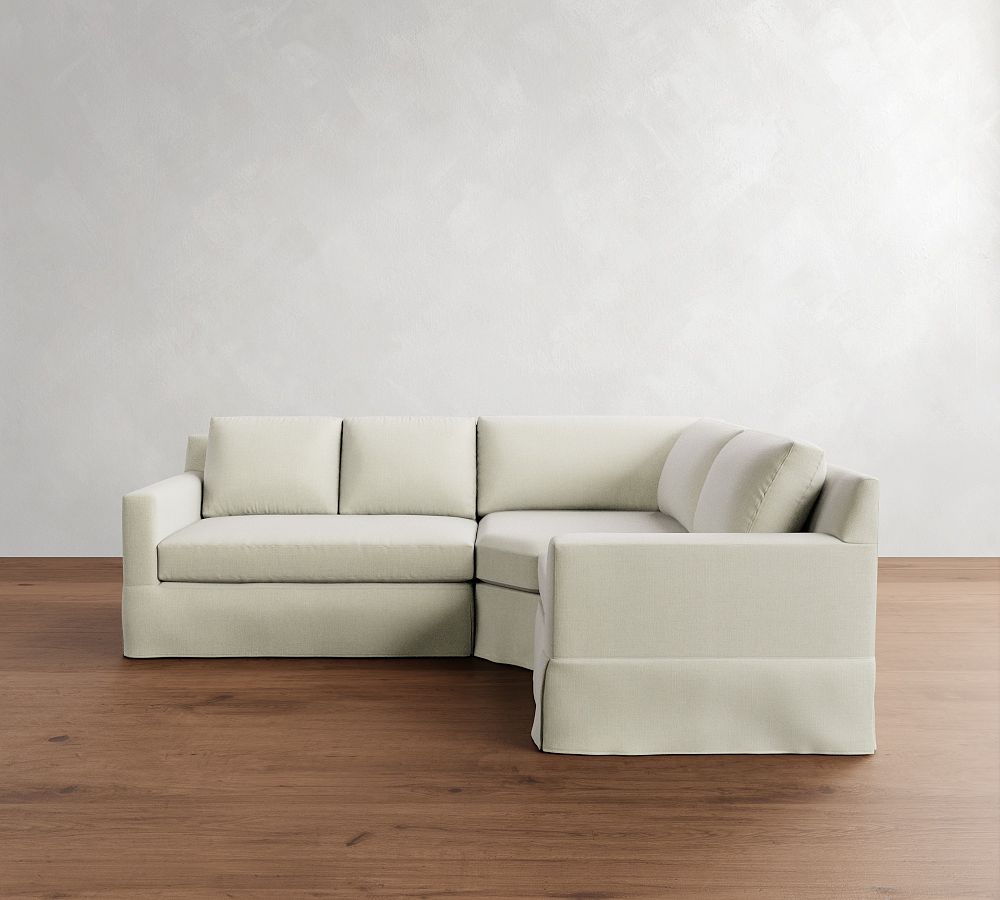 York Square Arm Slipcovered 3-Piece Wedge Sectional (102&quot;)