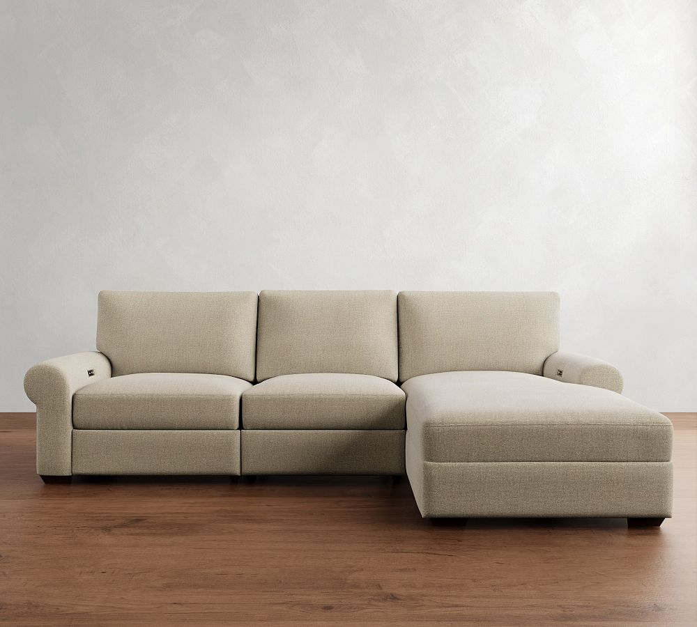 Big Sur Roll Arm Power Reclining Chaise Sectional (116&quot;-128&quot;)