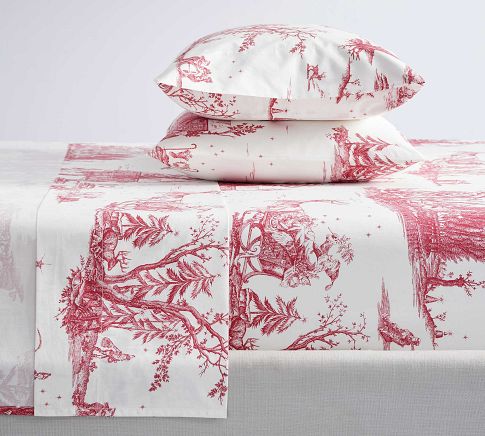 Pottery barn heritage santa organic shops sheet set twin