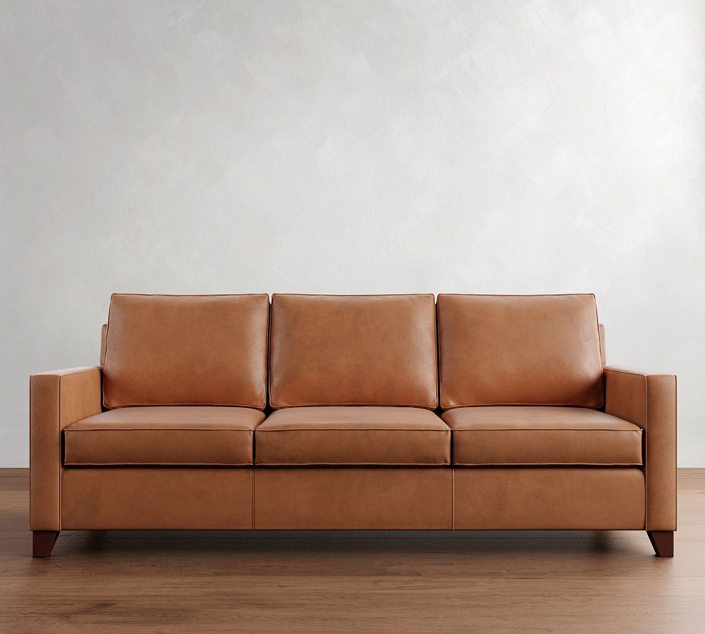 Cameron Square Arm Leather Sofa (62&quot;&ndash;97&quot;)