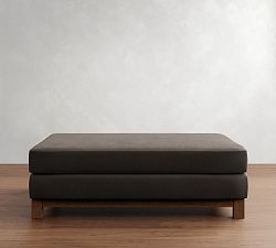 Jake Leather Brindle Wood Base Modular Sectional Ottoman