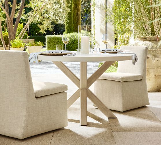 Abbott Concrete & Acacia Petite Round Outdoor Dining Table (48")