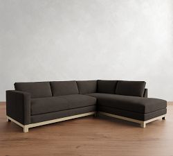 Jake Leather Seadrift Wood Base Return Bumper Sectional (108&quot;-112&quot;)