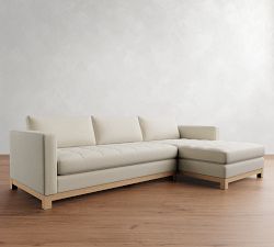 Jake Tufted Seadrift Wood Base Chaise Sectional (110&quot;&ndash;120&quot;)