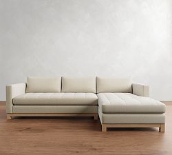 Jake Tufted Seadrift Wood Base Chaise Sectional (110&quot;&ndash;120&quot;)