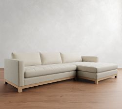 Jake Tufted Seadrift Wood Base Chaise Sectional (110&quot;&ndash;120&quot;)