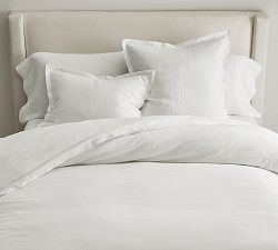 Natural/White Belgian Linen Contrast deals Flange Sheet Set Cal. King