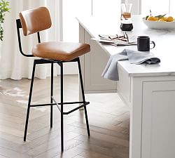 Open Box: Maison Leather Swivel Stool