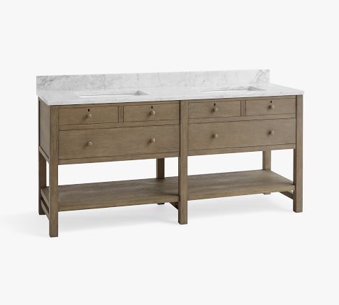 Gray Wash Farmhouse Double Sink Vanity 68 Pottery Barn