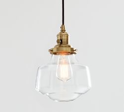 Schoolhouse Glass Cord Pendant (8&quot;-11&quot;)