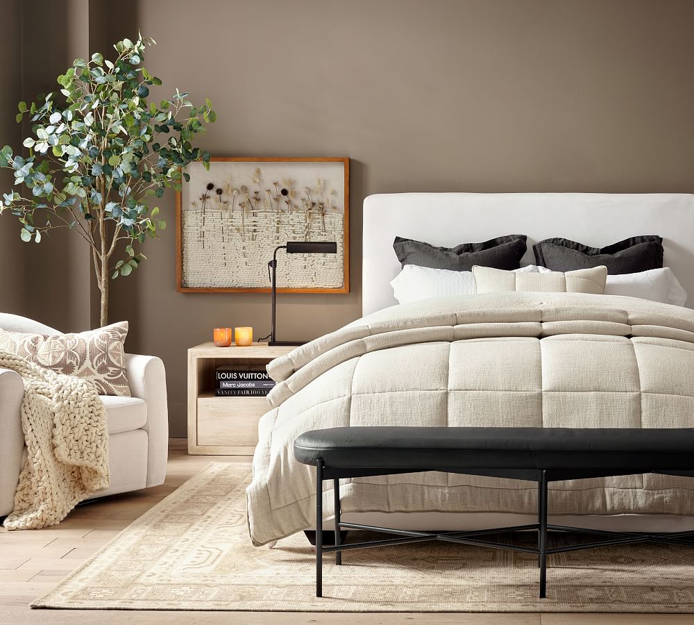 European Flax Linen Waffle Comforter