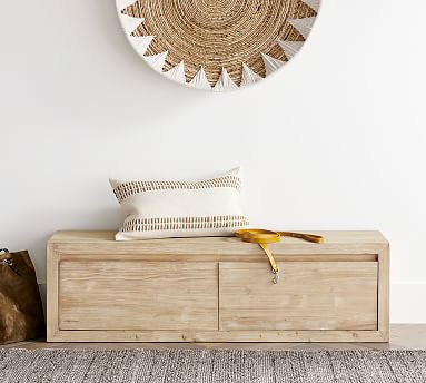 Folsom Bench with Cubbies Desert Pine 58 L Pottery Barn