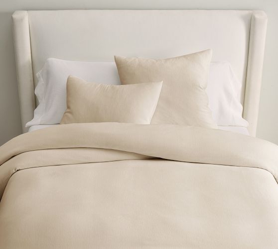 Pottery barn Belgian Flax Linen offers Double Flange Duvet Cover Queen size in Fig