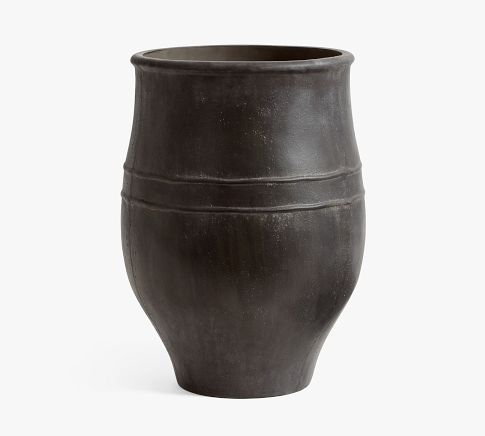 Sienna Fibrestone Planter, Tall - Charcoal