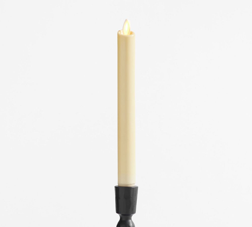 Premium Flickering Flameless Wax Taper Candle Set of 2 (Natural)