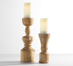 Ava Natural Wood Pillar Candleholder