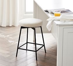Maison Upholstered Backless Swivel Stool