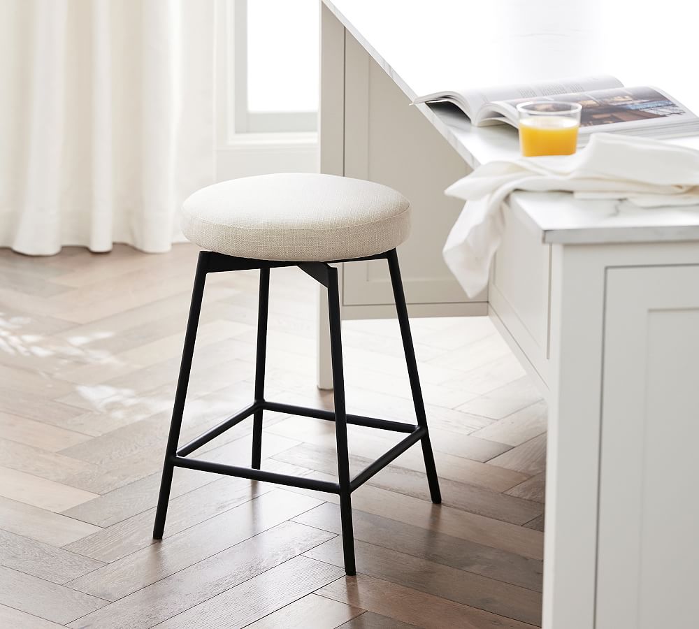 Maison Upholstered Backless Swivel Stool