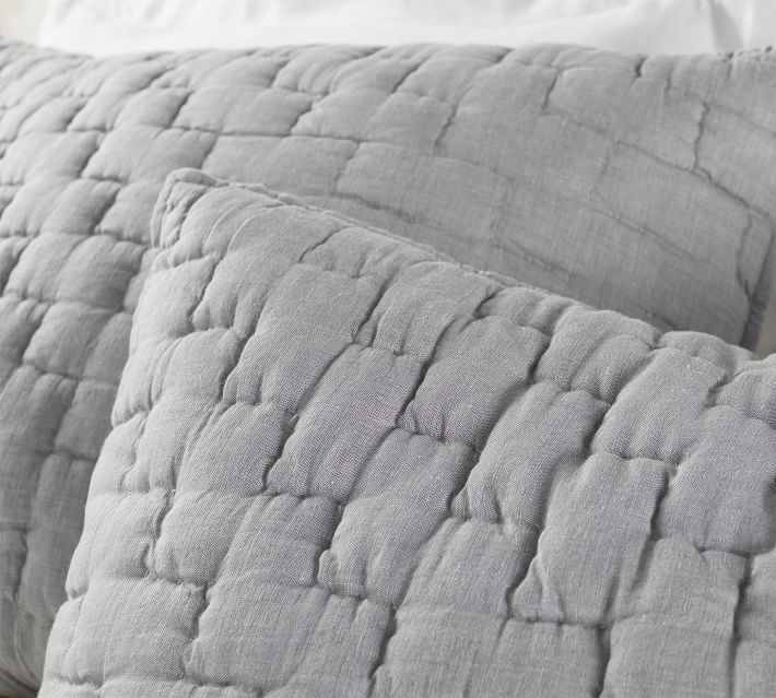 Bliss Handcrafted Linen Cotton Quilted Sham Standard White Pottery Barn