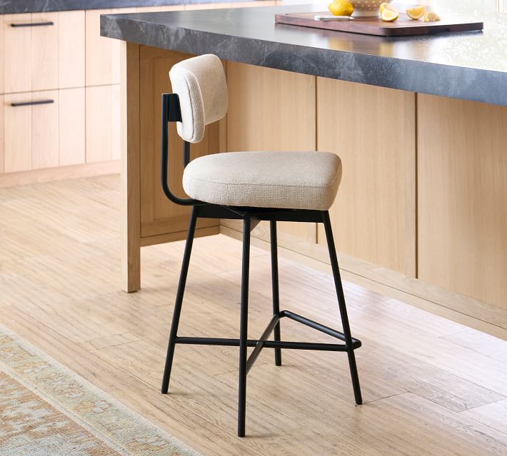 Maison Upholstered Swivel Bar Stool Stylish Comfort Pottery Barn