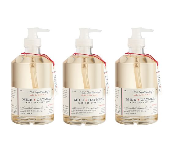 U.S. Apothecary Milk & Oatmeal Liquid Soap, Set of 3