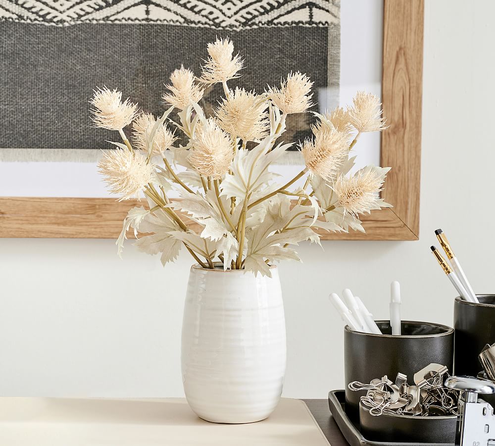 Dried Thistle Arrangement in Ceramic Vase